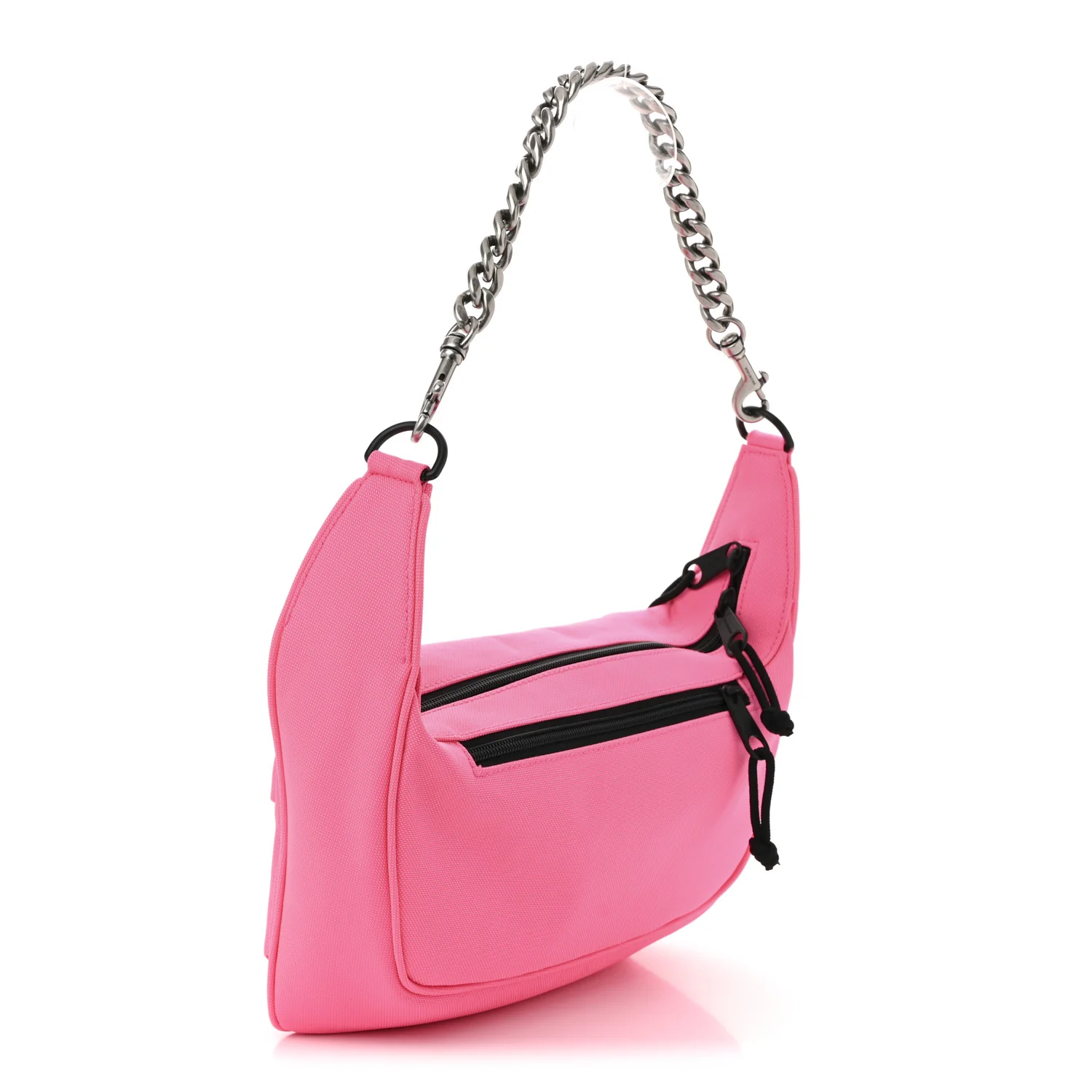 Recycled Sport Nylon Chain Logo Medium Raver Bag Fluo Pink Black - Top Club