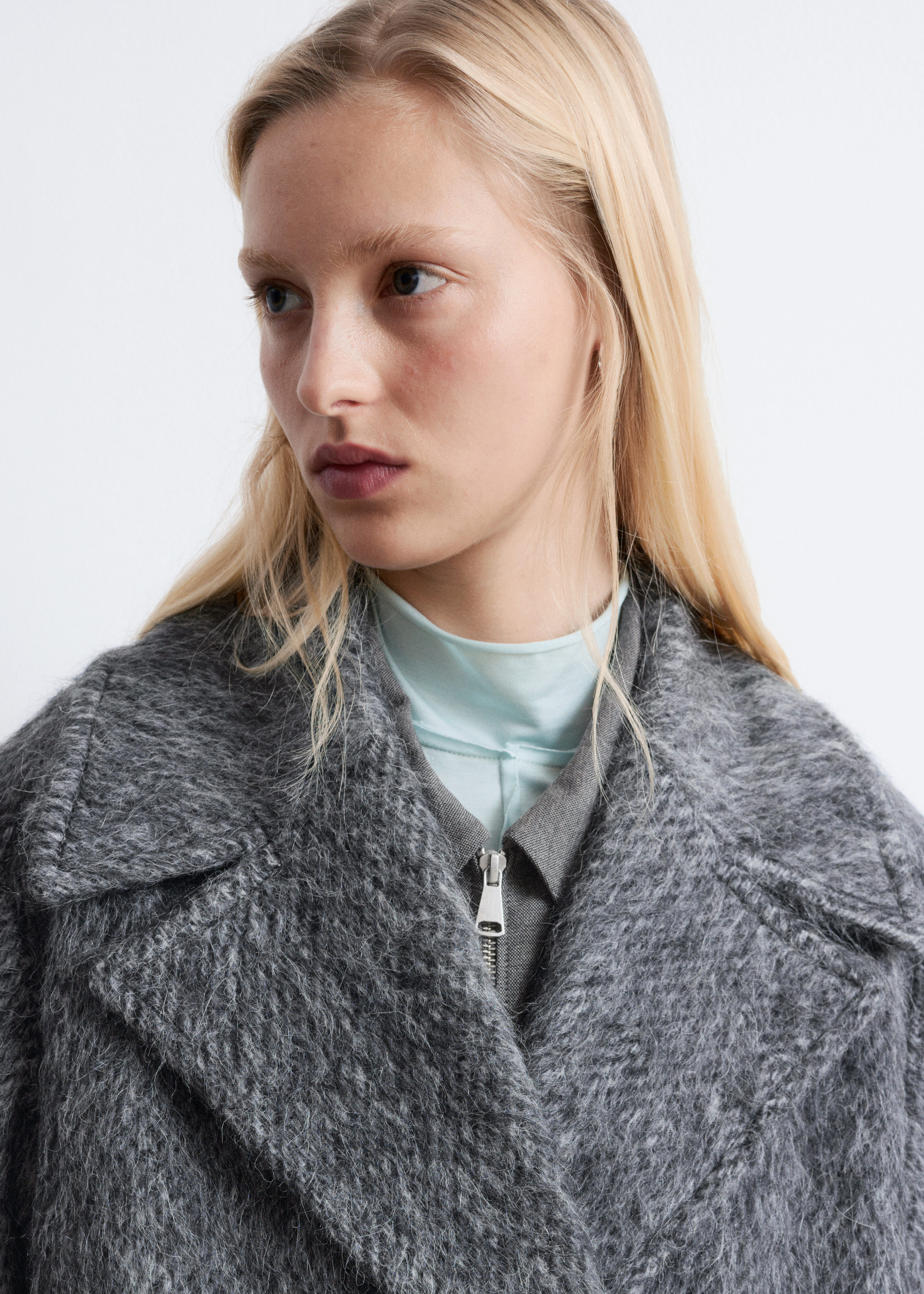 & Other Stories BRUSHED WOOL-BLEND COAT