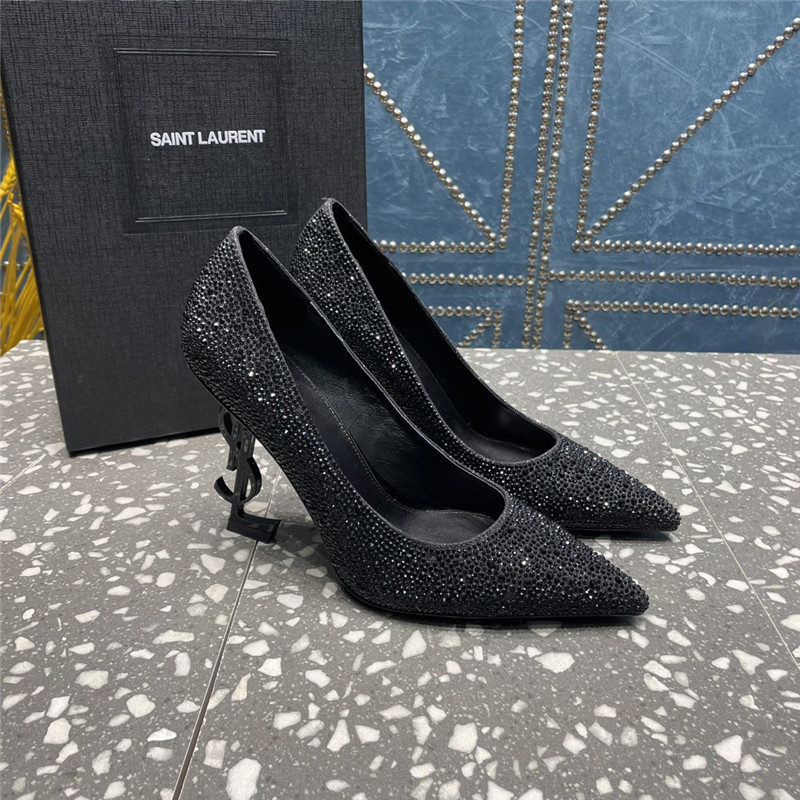 YSL rhinestone high heel classic logo letter high heel sandals - Sneaker Replica Workshop