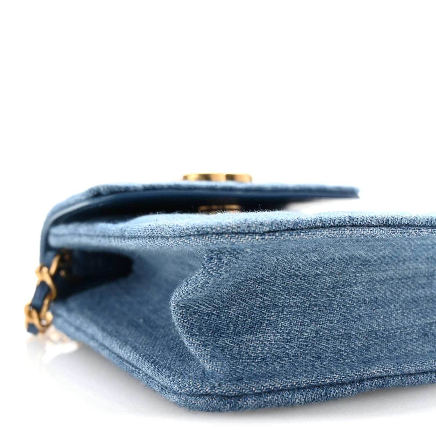 Denim Quilted Flap Mini Crossbody Blue - Top Club