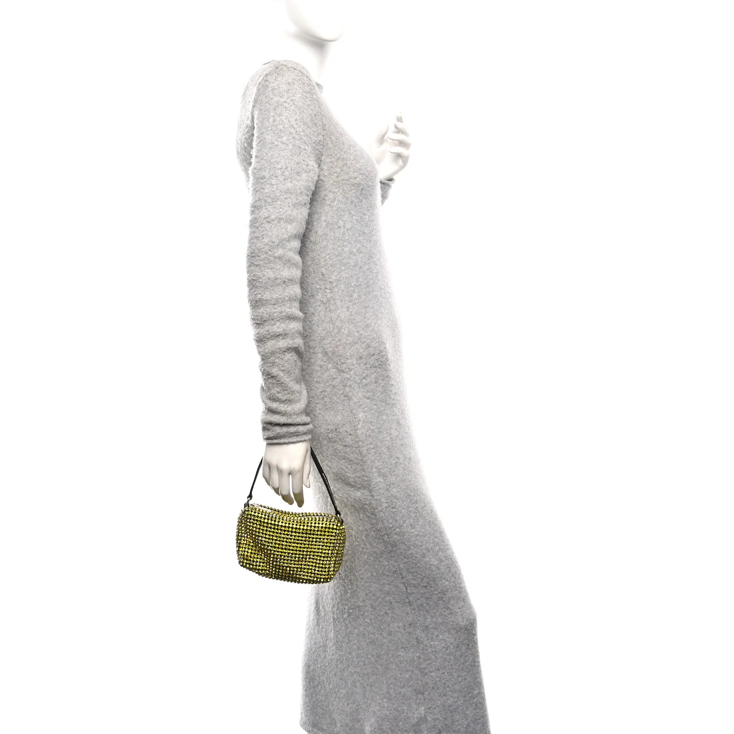 Mesh Crystal Rhinestone Mini Heiress Pouch Porcelain - Top Club