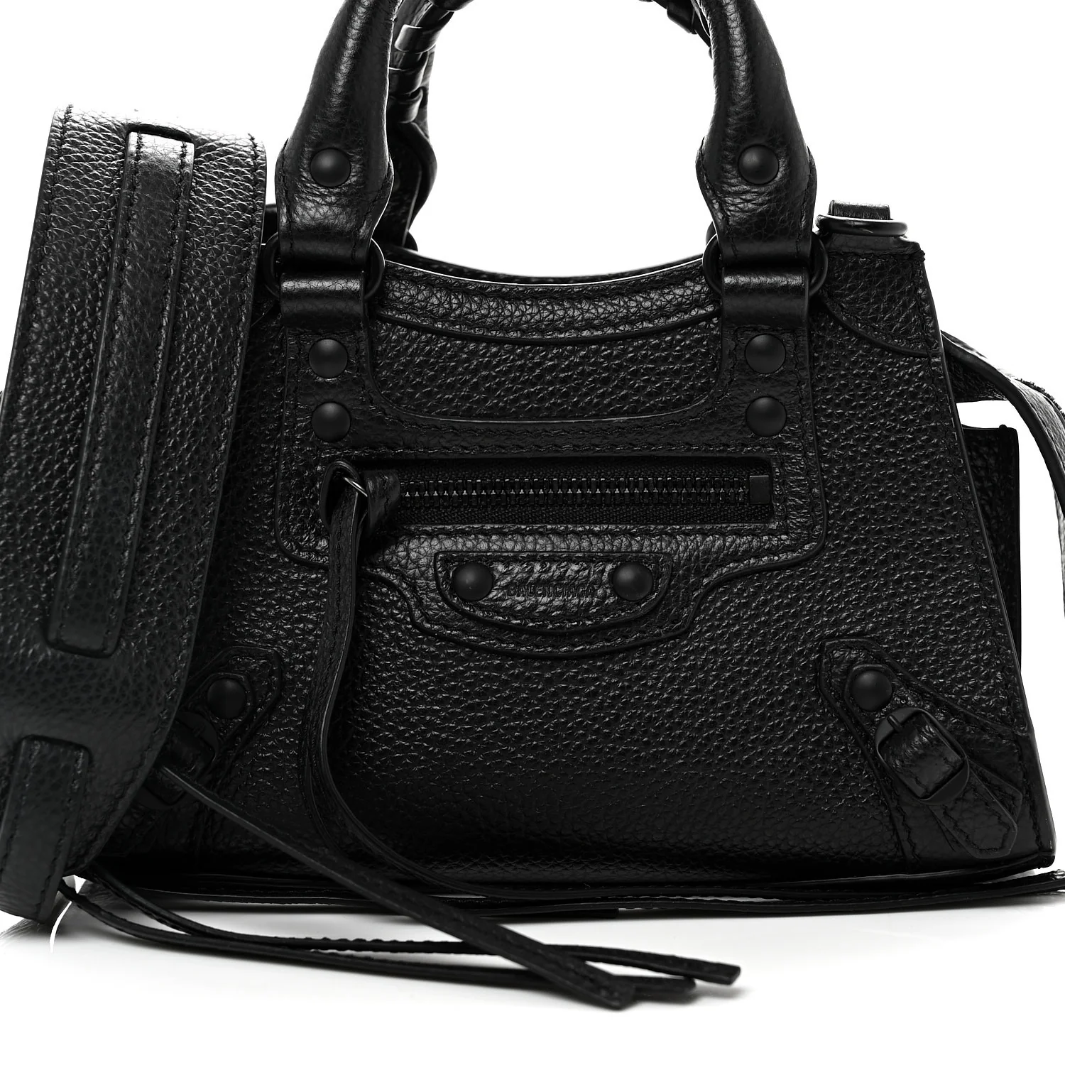 Grained Calfskin Neo Classic Black Hardware Nano City Crossbody Black - Top Club