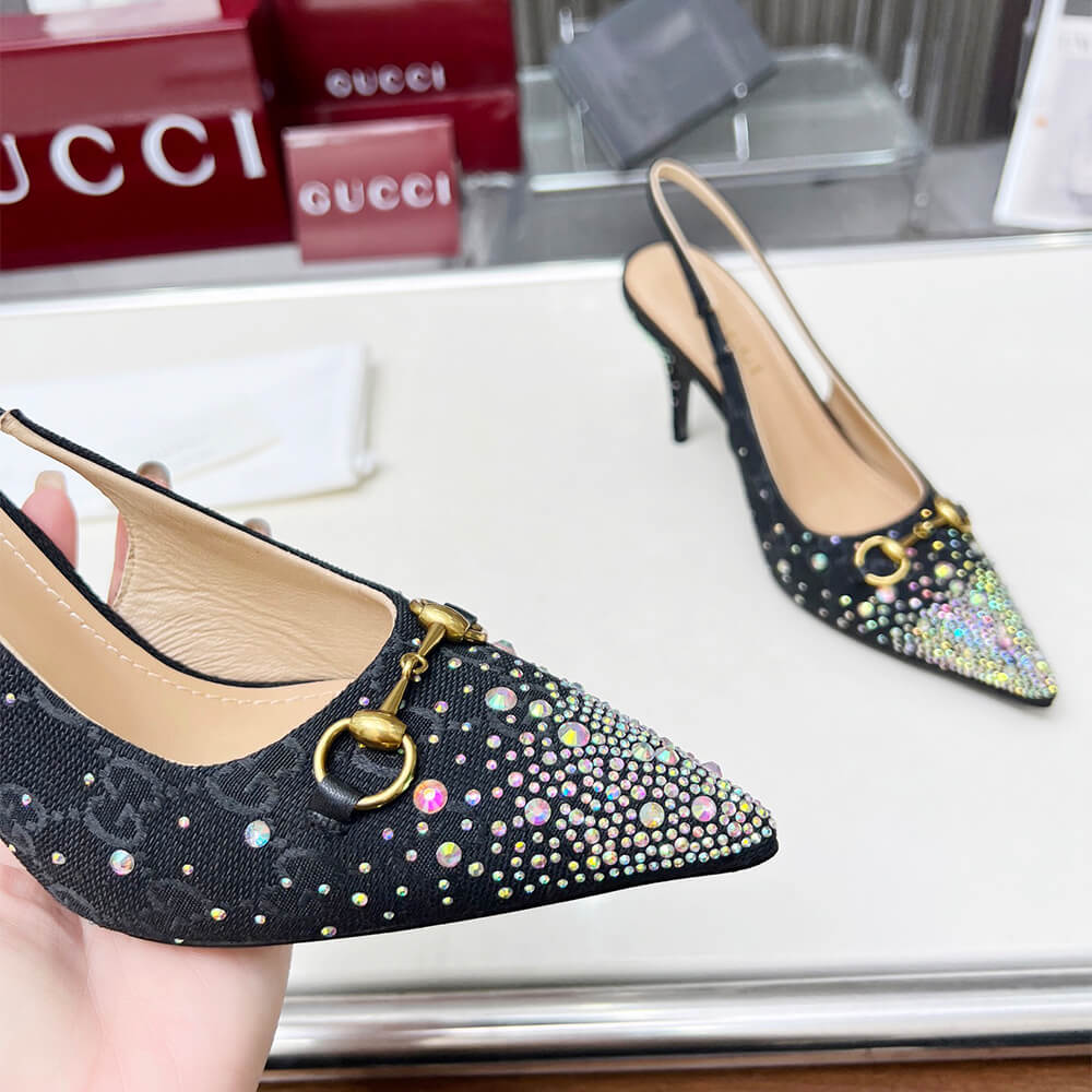 Gucci Women s slingback pump with crystal Horsebit - Top Club