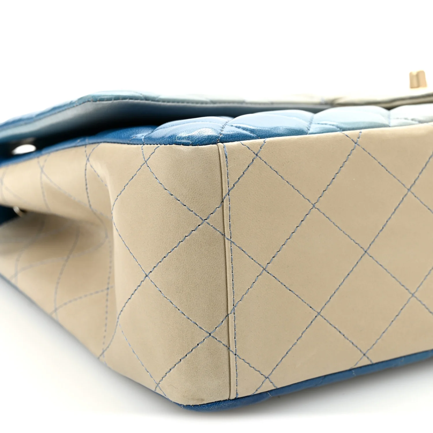 Lambskin Degrade Quilted Maxi Single Flap Light Blue - Top Club