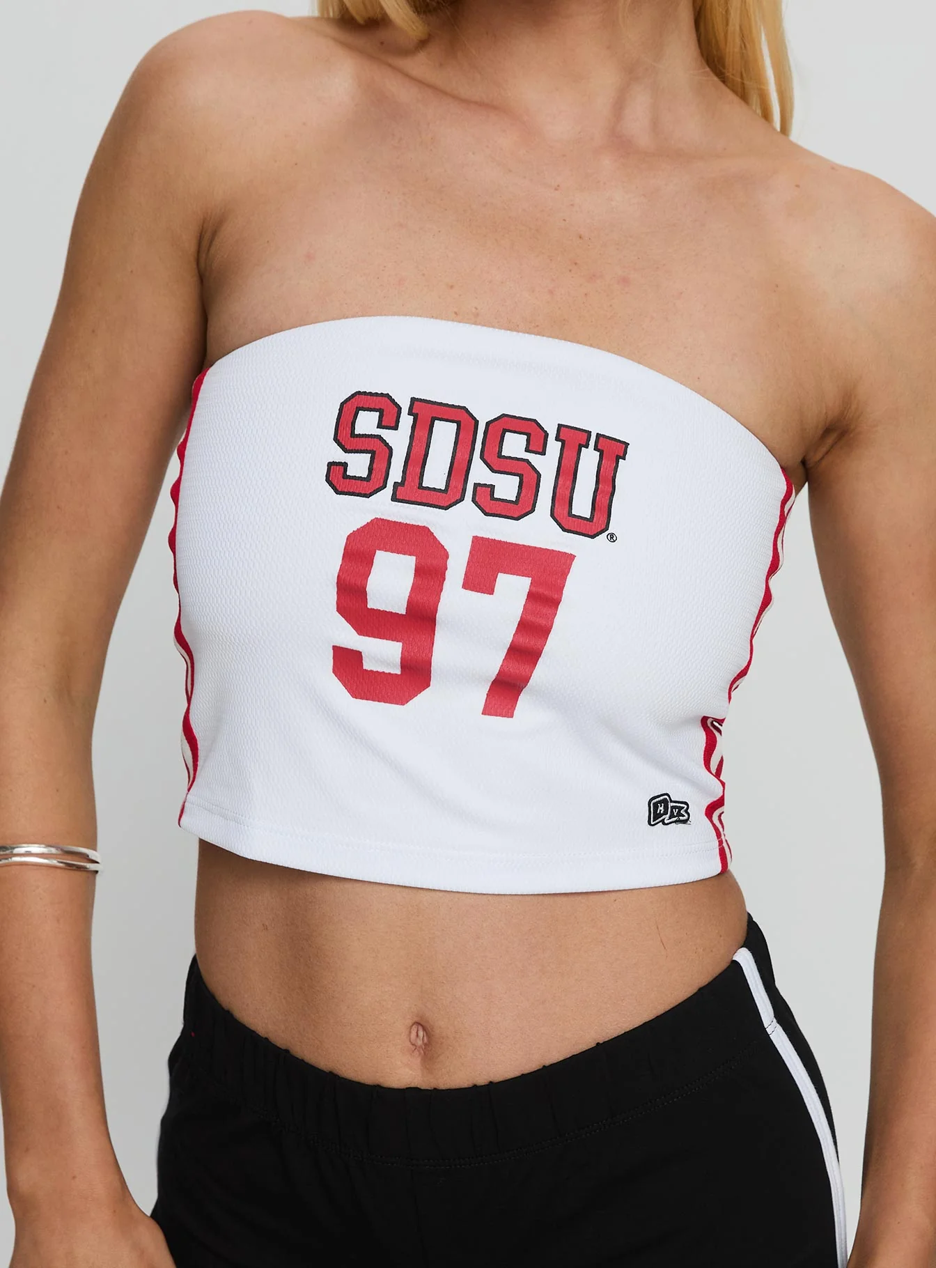 SDSU Jersey Tube Top White