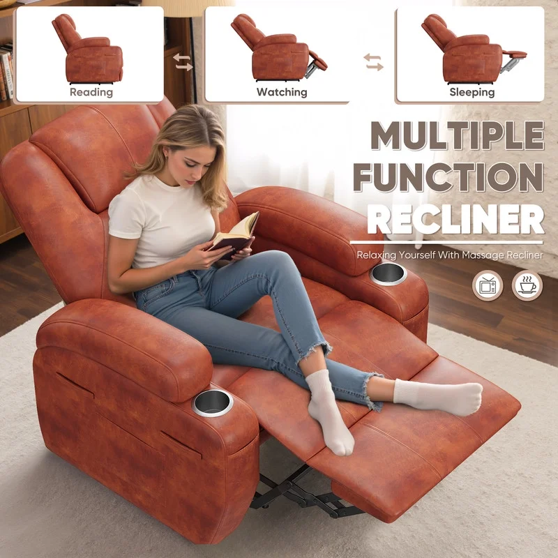 Lacoo Power Lift Electric Massage Recliner Chair Oversized Single Sofa with Cup Holder for Elderly, Black