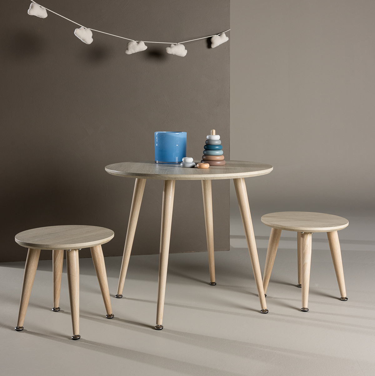 Kindertafel met krukjes Runar – set van 3 Whitewash