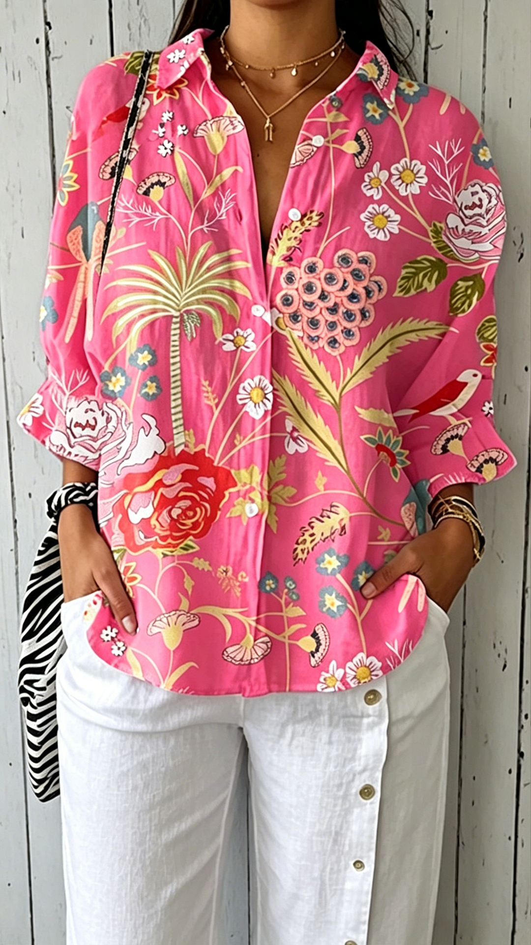Women's Blue Floral Print Polyester Shirt - Nordfashionstorm - Women's Clothing, Fashion for You - Nordfashionstorm.com