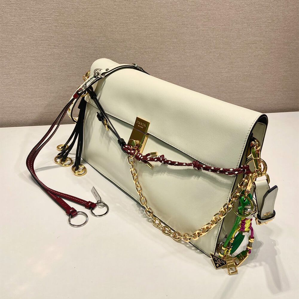 Prada Soft Sound large leather shoulder bag with charms(high-end grade) - Top Club