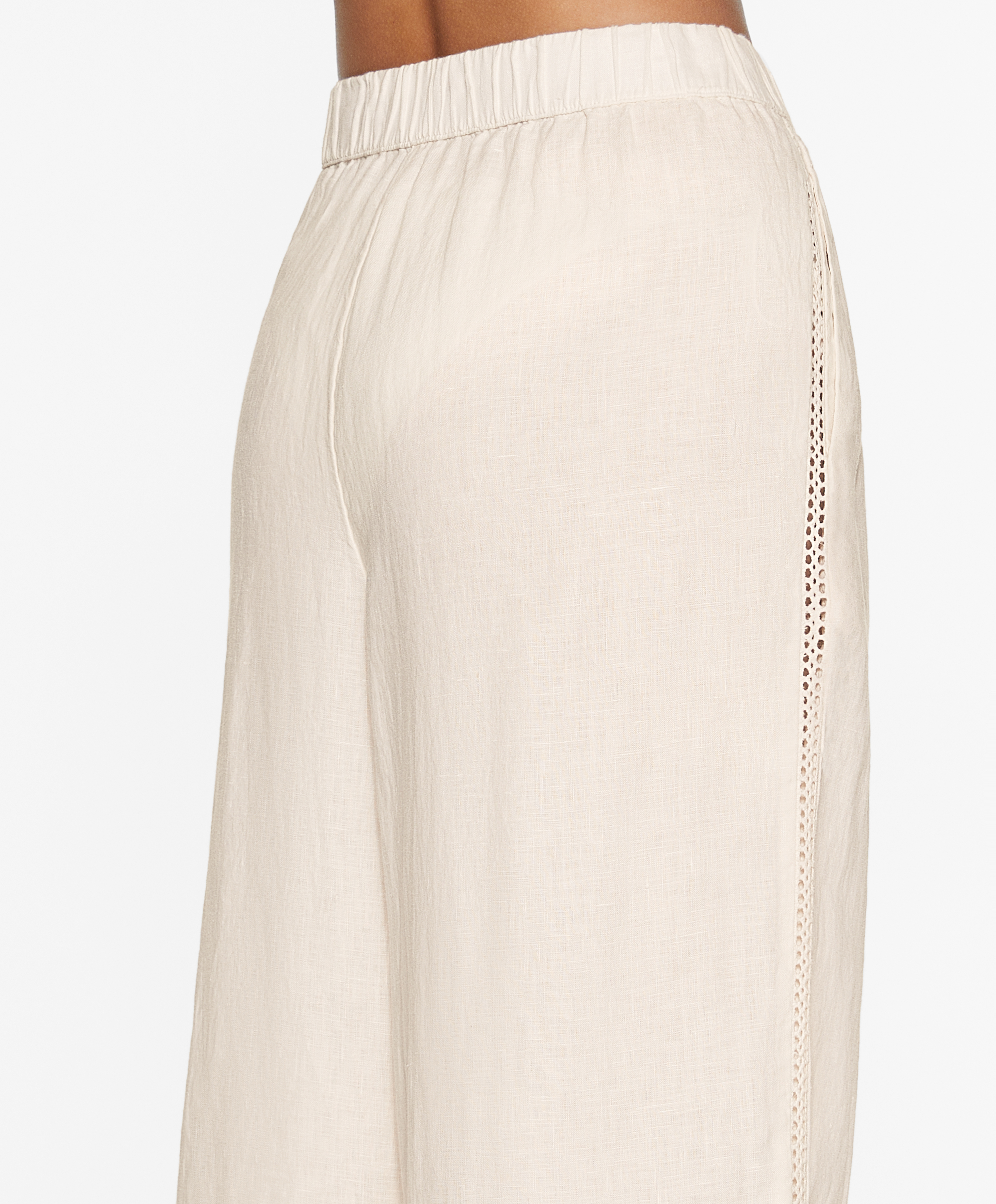 OYSHO 100% linen embroidered trousers