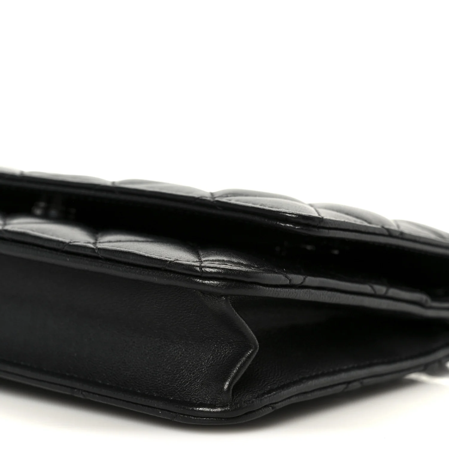 Lambskin Quilted Wallet On Chain WOC So Black - Top Club