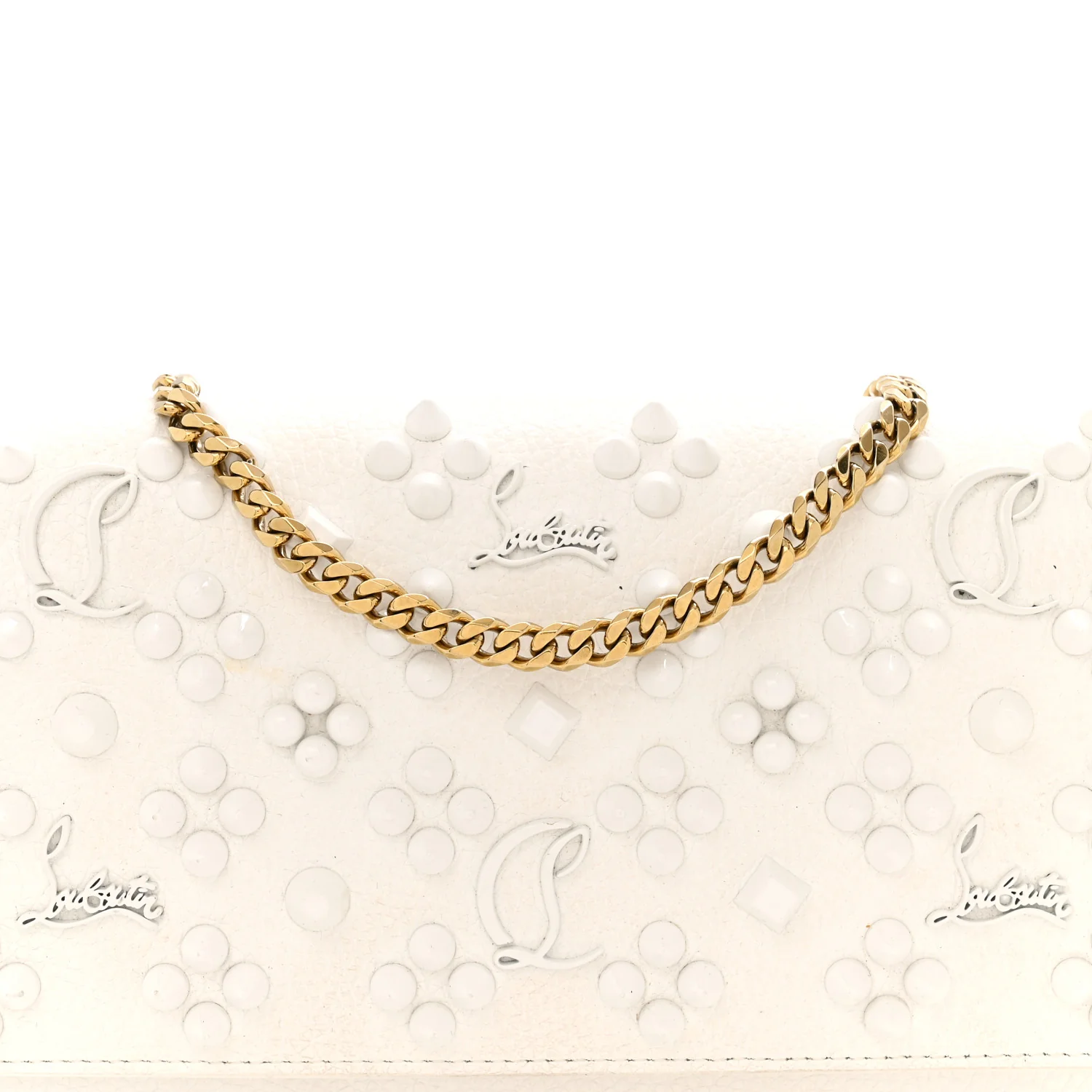 Calfskin Spikes Loubinthesky Paloma Wallet On Chain White - Top Club