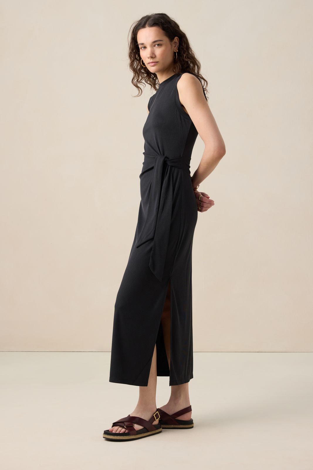 Zwarte rib jersey jurk