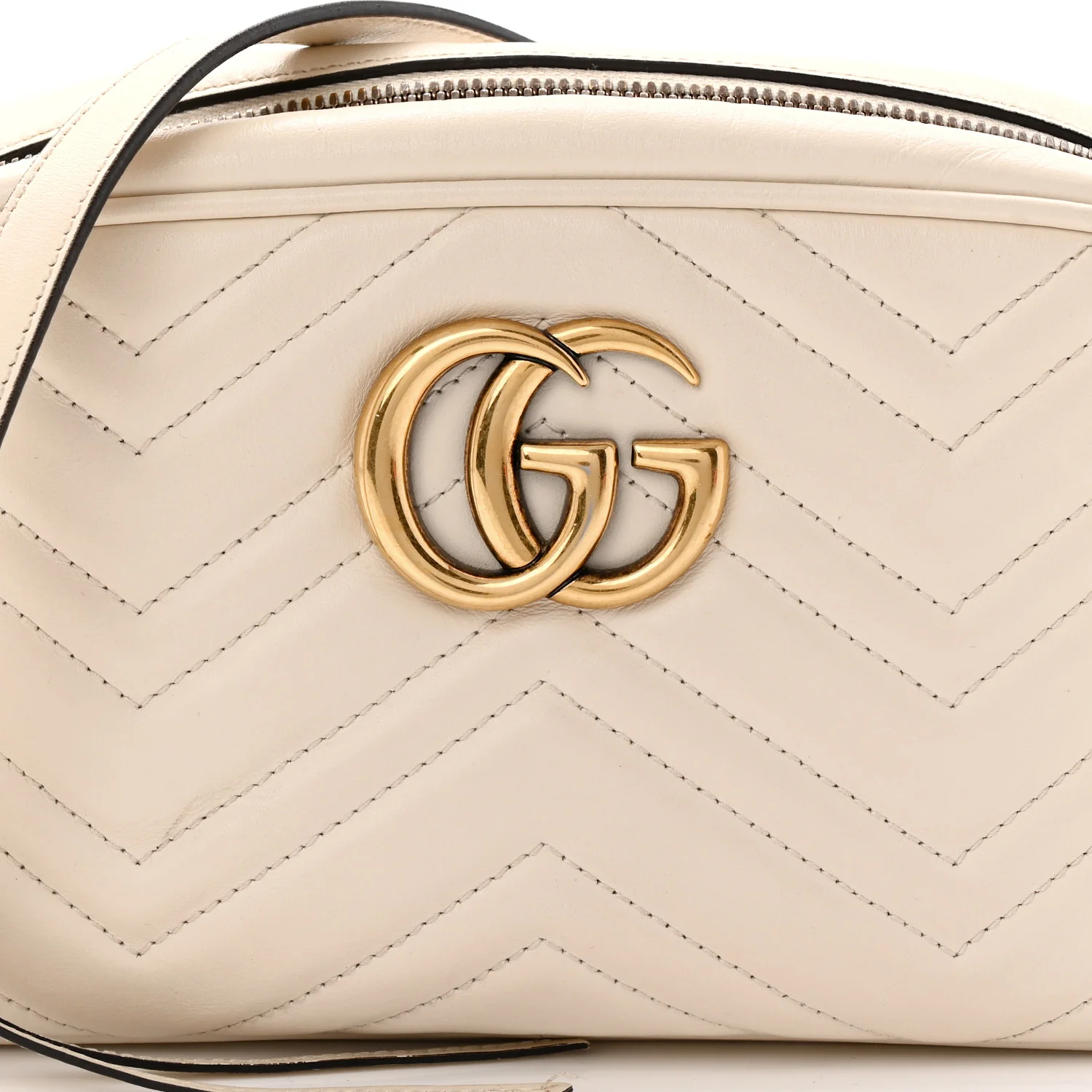 Calfskin Matelasse Small GG Marmont Chain Shoulder Bag White - Top Club