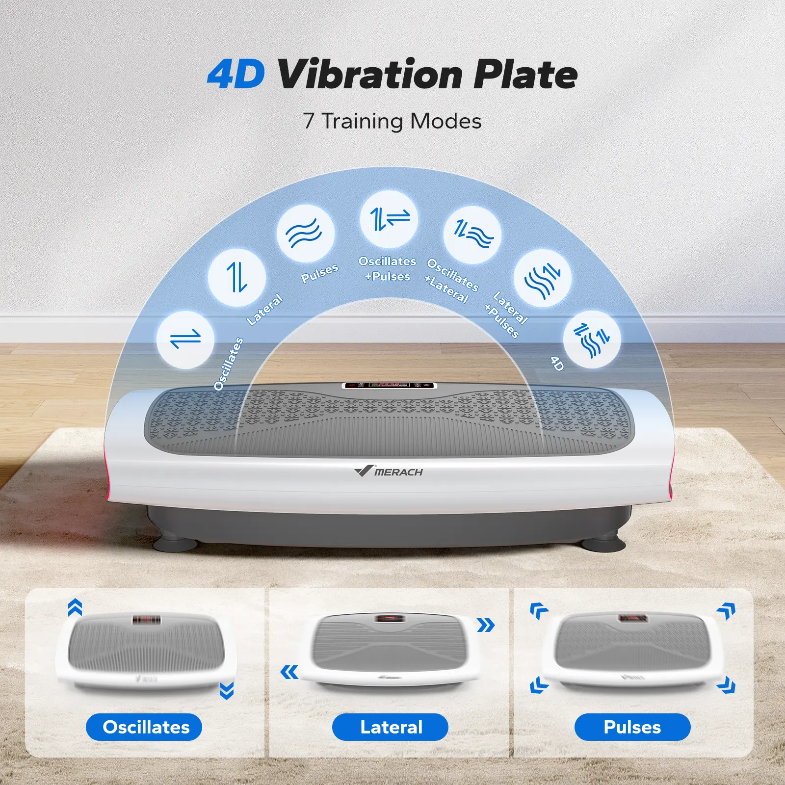 Merach 4D Vibration Plate Exercise Machine 7-in-1 Vibration Plate with Glide, Swing & Massage, Vibrating Plates with Whole Body Workout Sculpting Platform for Home Fitness for Women Men Summervibes