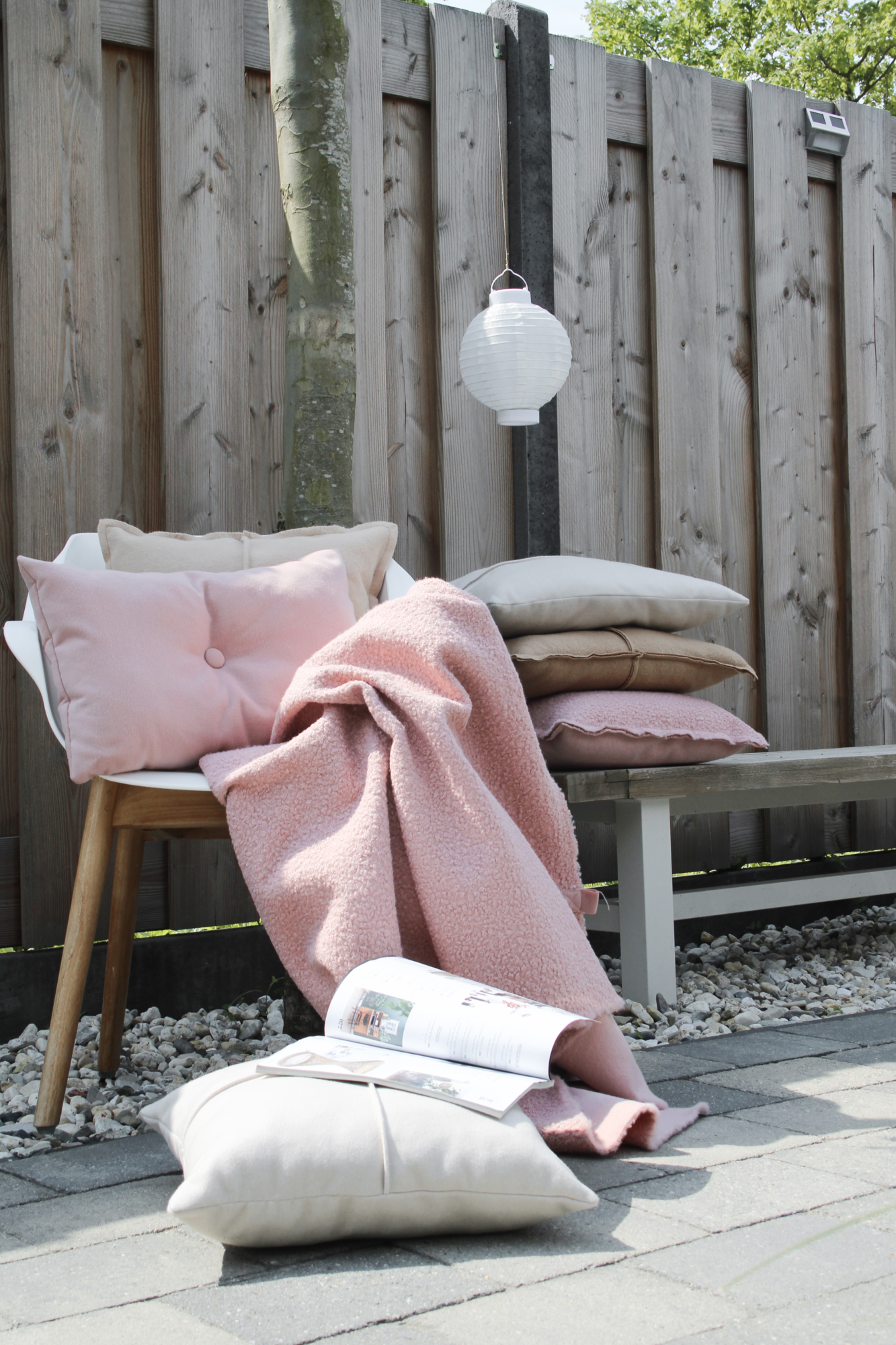 plaid boucle oud roze