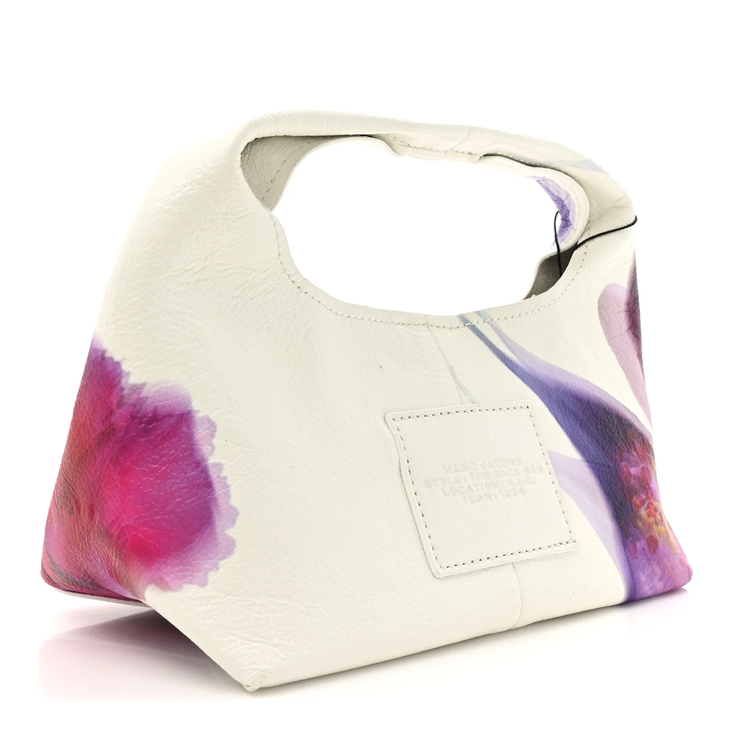 Crinkled Calfskin Future Floral Mini The Sack Bag White Multicolor - Top Club