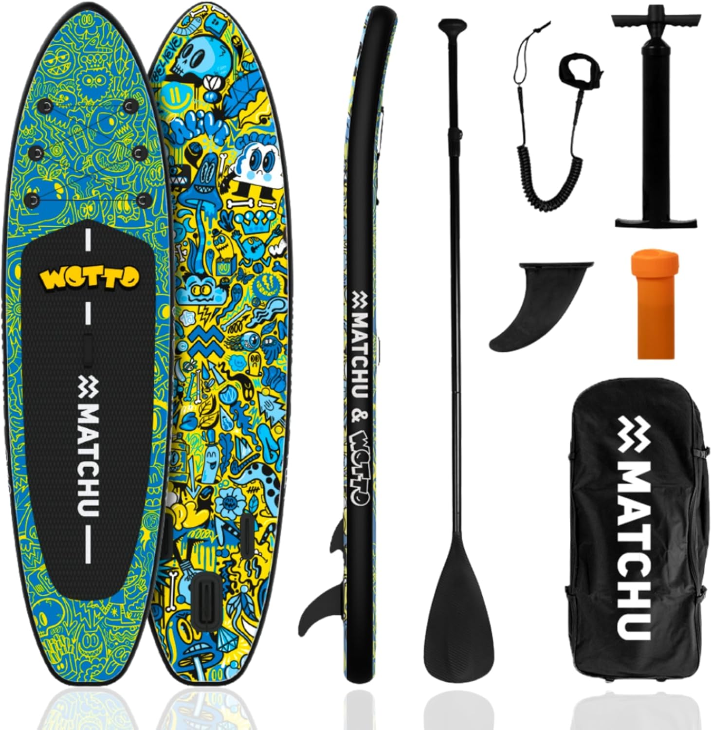 MATCHU - Sup Board gonfiabile - Paddle Board - Edizione limitata - Certificato - Set completo - 320 x 81 x 15 cm - Portata 150 kg - Collezione Art