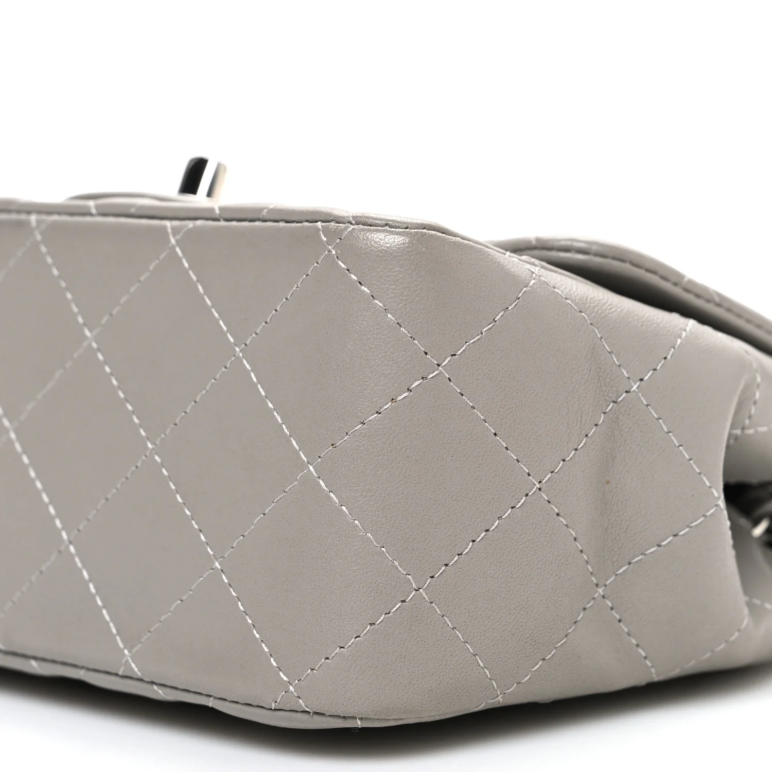 Lambskin Quilted Mini Square Flap Grey - Top Club