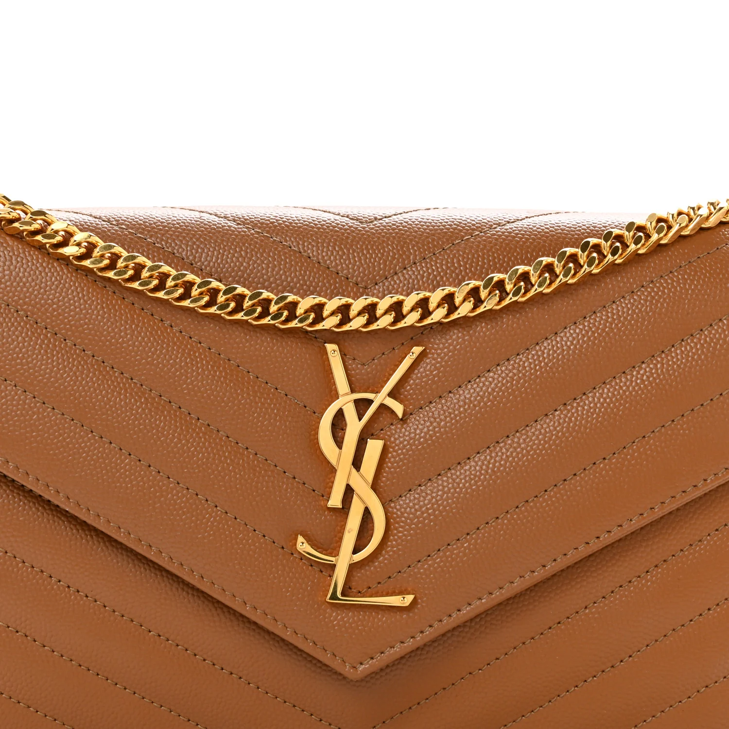 Grain De Poudre Matelasse Chevron Monogram Chain Wallet Natural Dark - Top Club