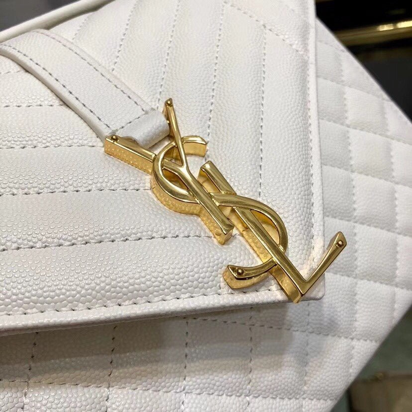 Y ENVELOPE MEDIUM BAG IN MIX MATELASS?? GRAIN DE POUDRE EMBOSSED LEATHER - Top Club