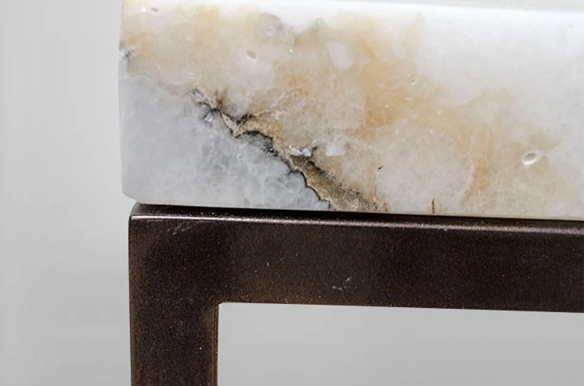 Art Deco side table onyx / metal 40 x 27 cm - Art Nouveau table - furniture flower table