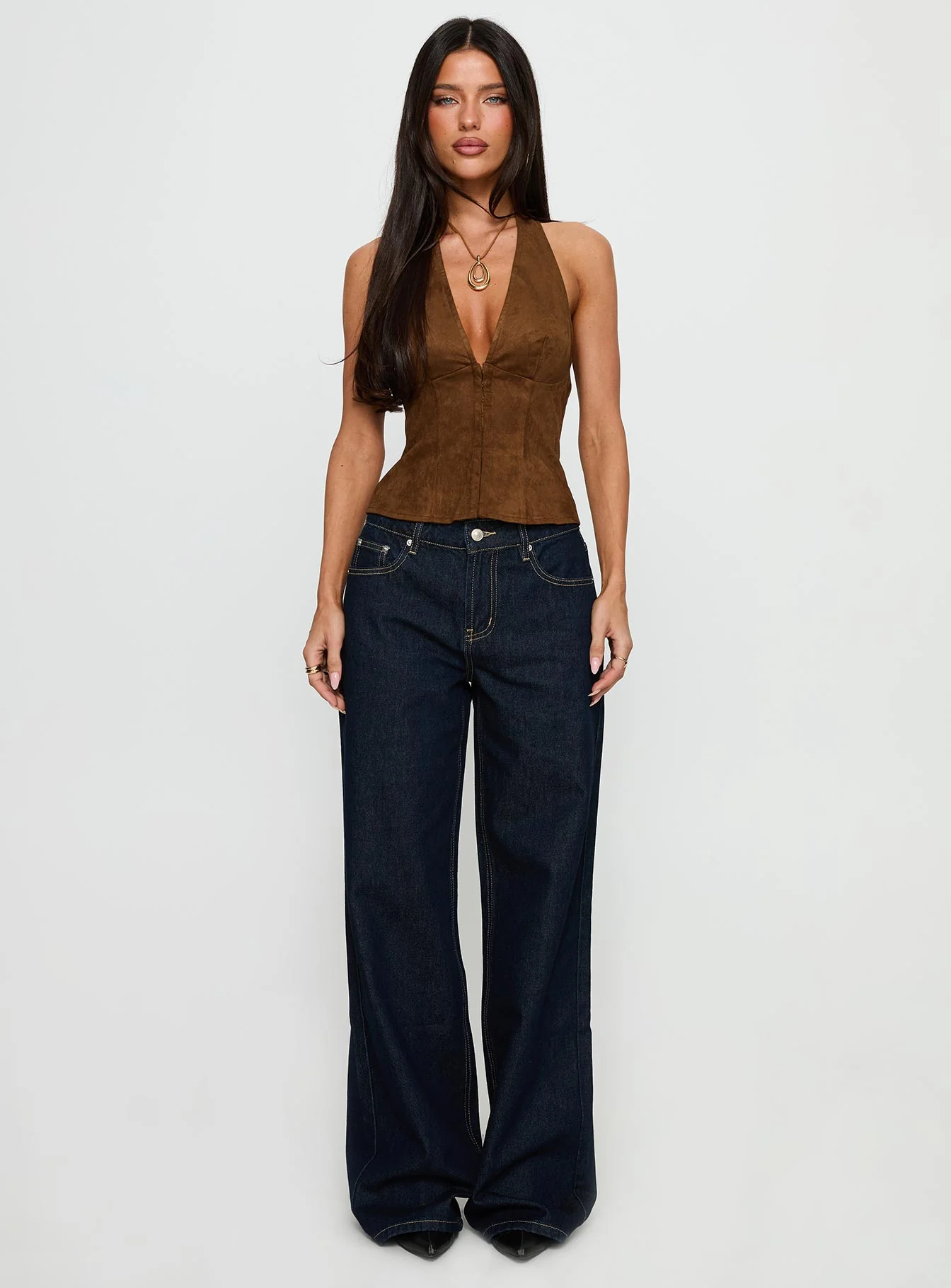 Favourite Reference Mid Rise Straight Leg Jeans Dark Indigo