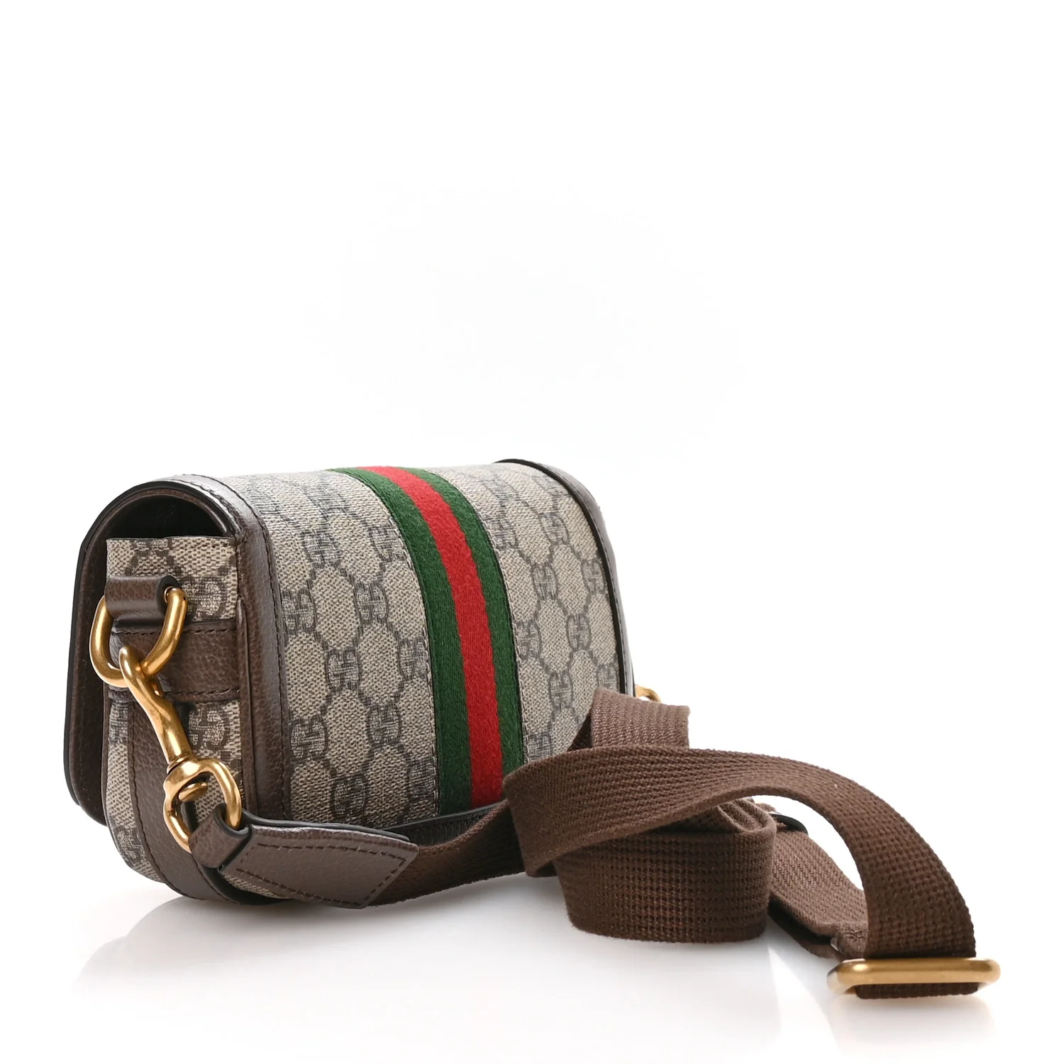 GG Supreme Monogram Web Mini Ophidia Flap Shoulder Bag Brown - Top Club