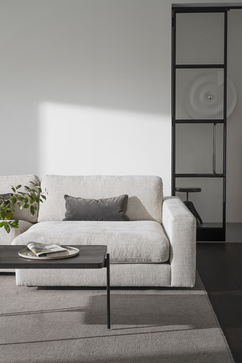 Hoekbank Duncan modulair gestoffeerd - rechts Lichtgrijs/beige
