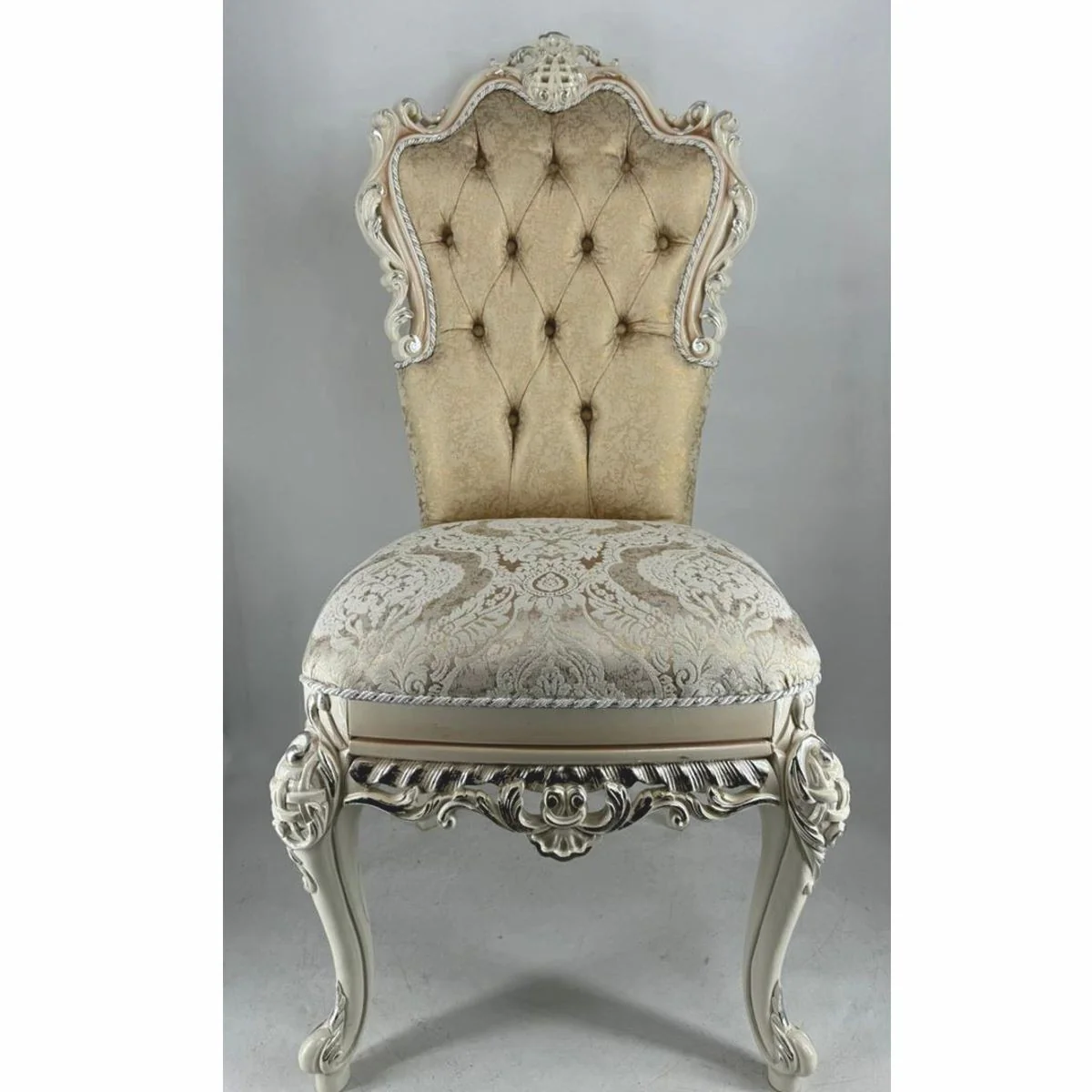 Luxury Baroque Dining Room Chair Gold / Cream / White / Silver - Baroque Furniture