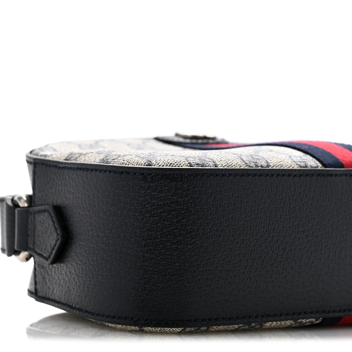 GG Supreme Monogram Textured Dollar Calfskin Web Small Ophidia Camera Bag Beige Blue - Top Club