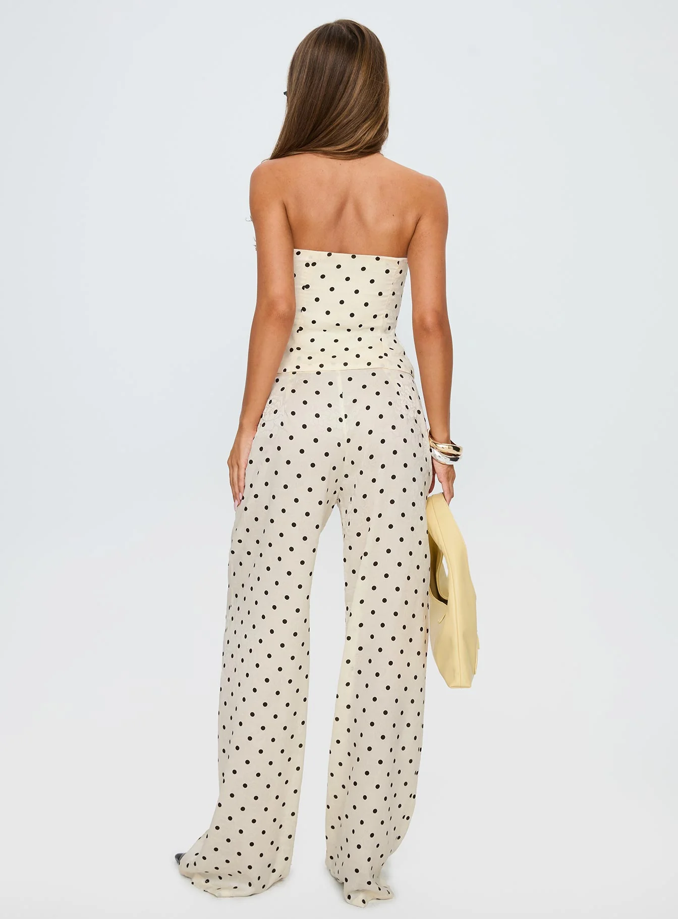 Powdered Sugar Strapless Set Cream Polka