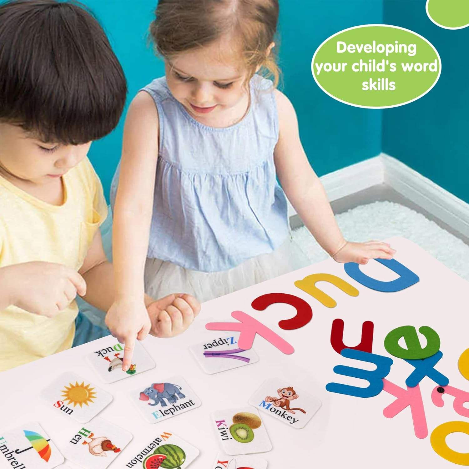 52 PCS Alphabet Learning Felt Montessori Board for Toddlers Preschoolers Ages 2-3 4-6 Months Spelling Vocabulary Development