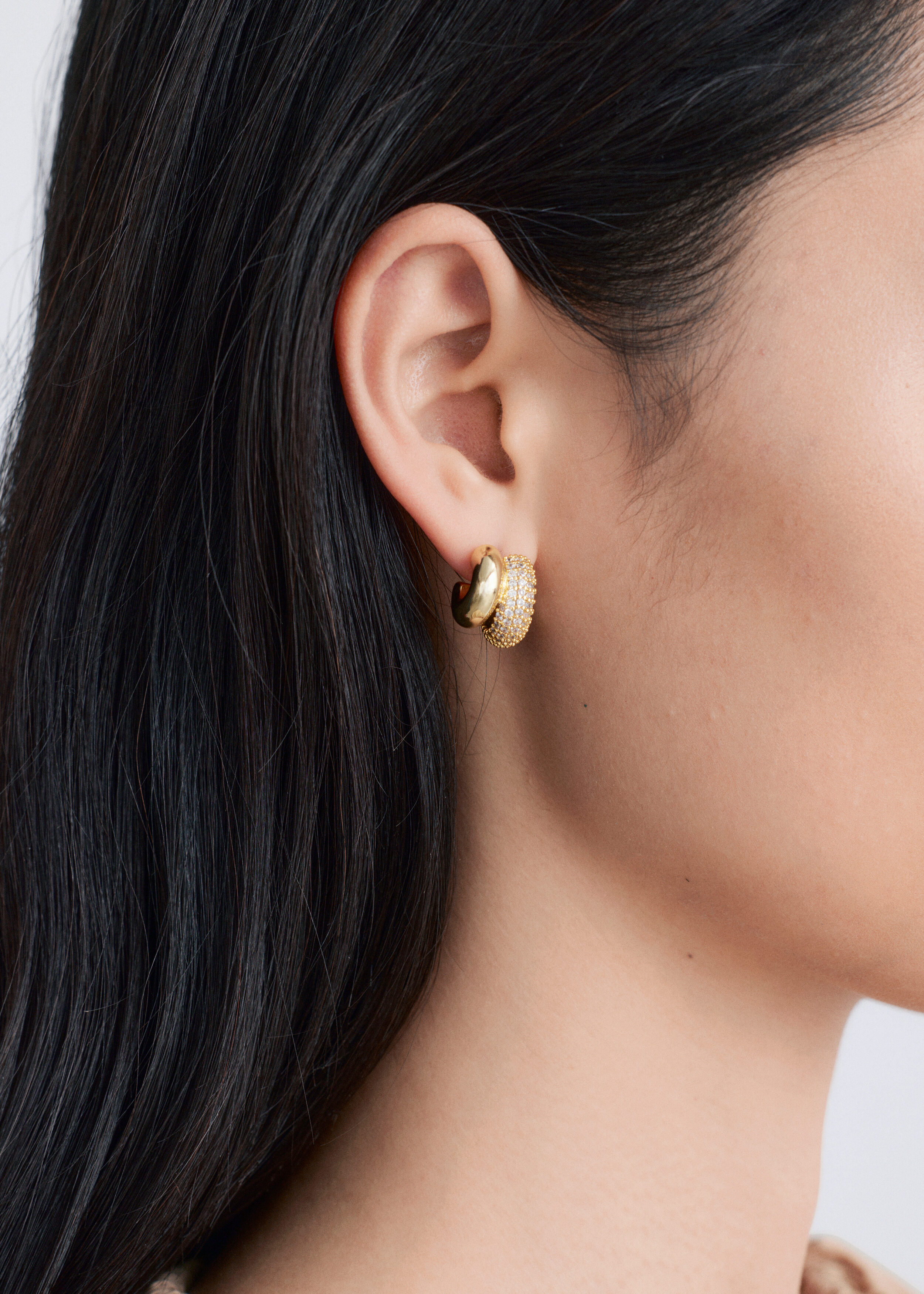 & Other Stories TWO-PART RHINESTONE HOOP EARRINGS