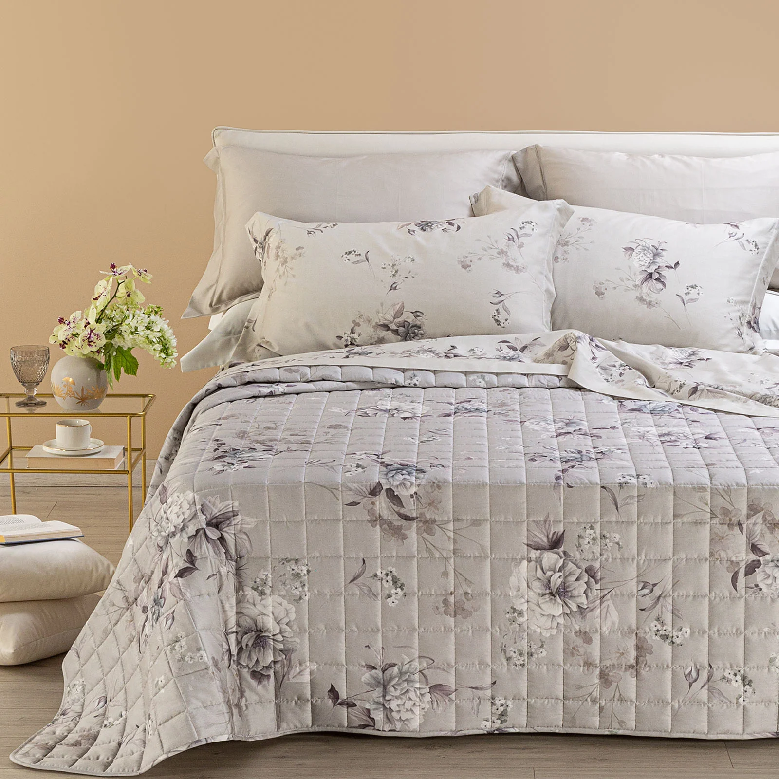 Copriletto Trapuntato In Raso Di Cotone Chiaro Di Luna Matrimoniale Unica Dreaming