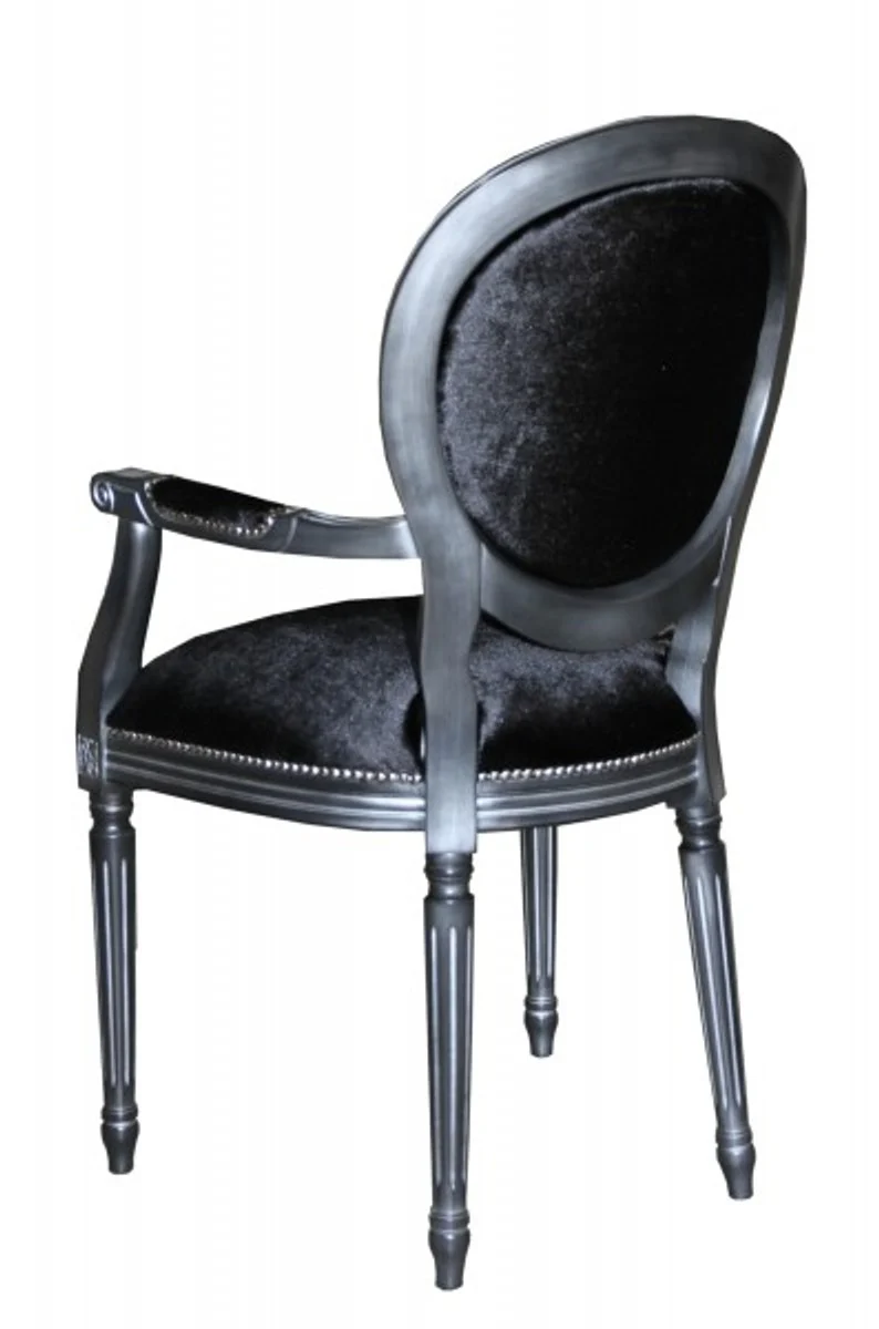 Design dining room set black/silver - extendable dining table + 6 chairs