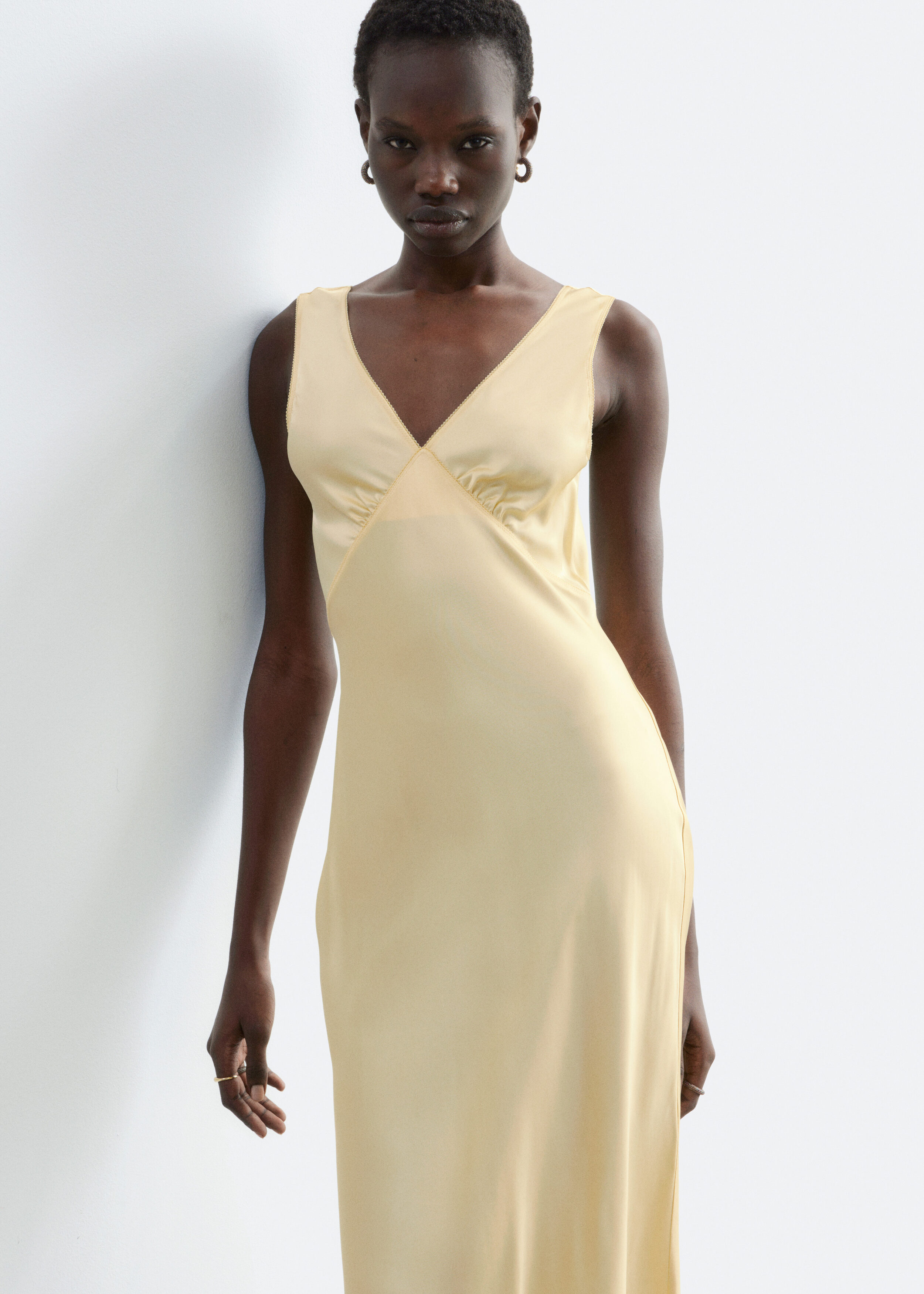 & Other Stories V-NECK SLIP MIDI DRESS