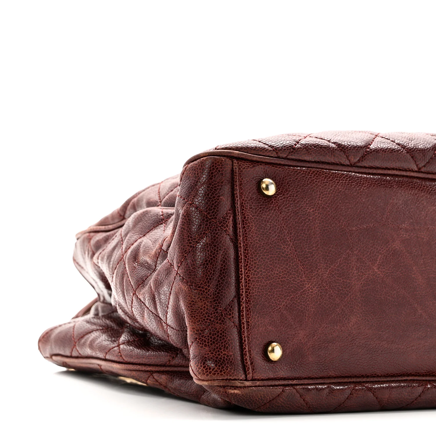 Glazed Caviar Quilted Small Shiva Tote Burgundy - Top Club
