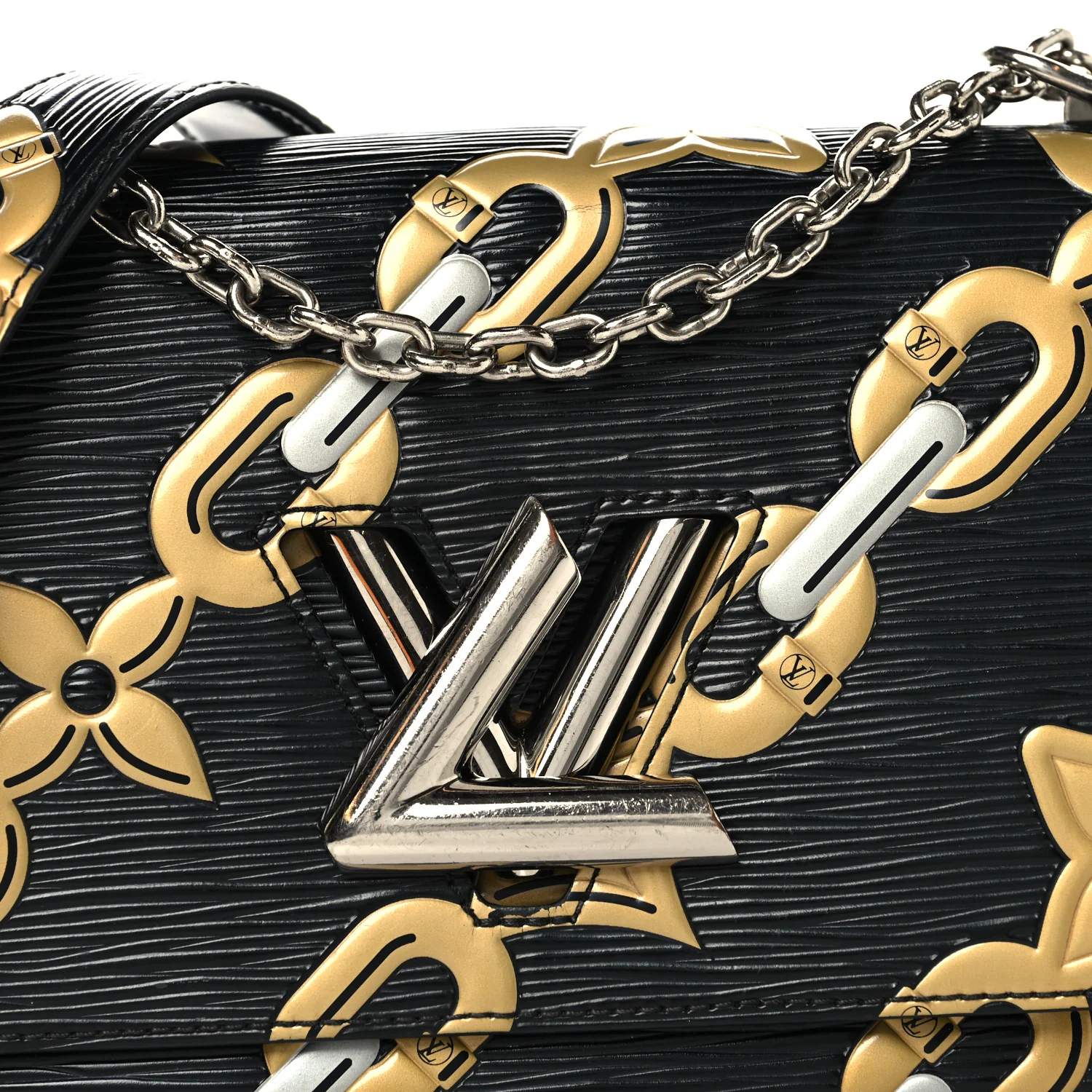 Epi Chain Flower Twist Shoulder Bag MM Black - Top Club