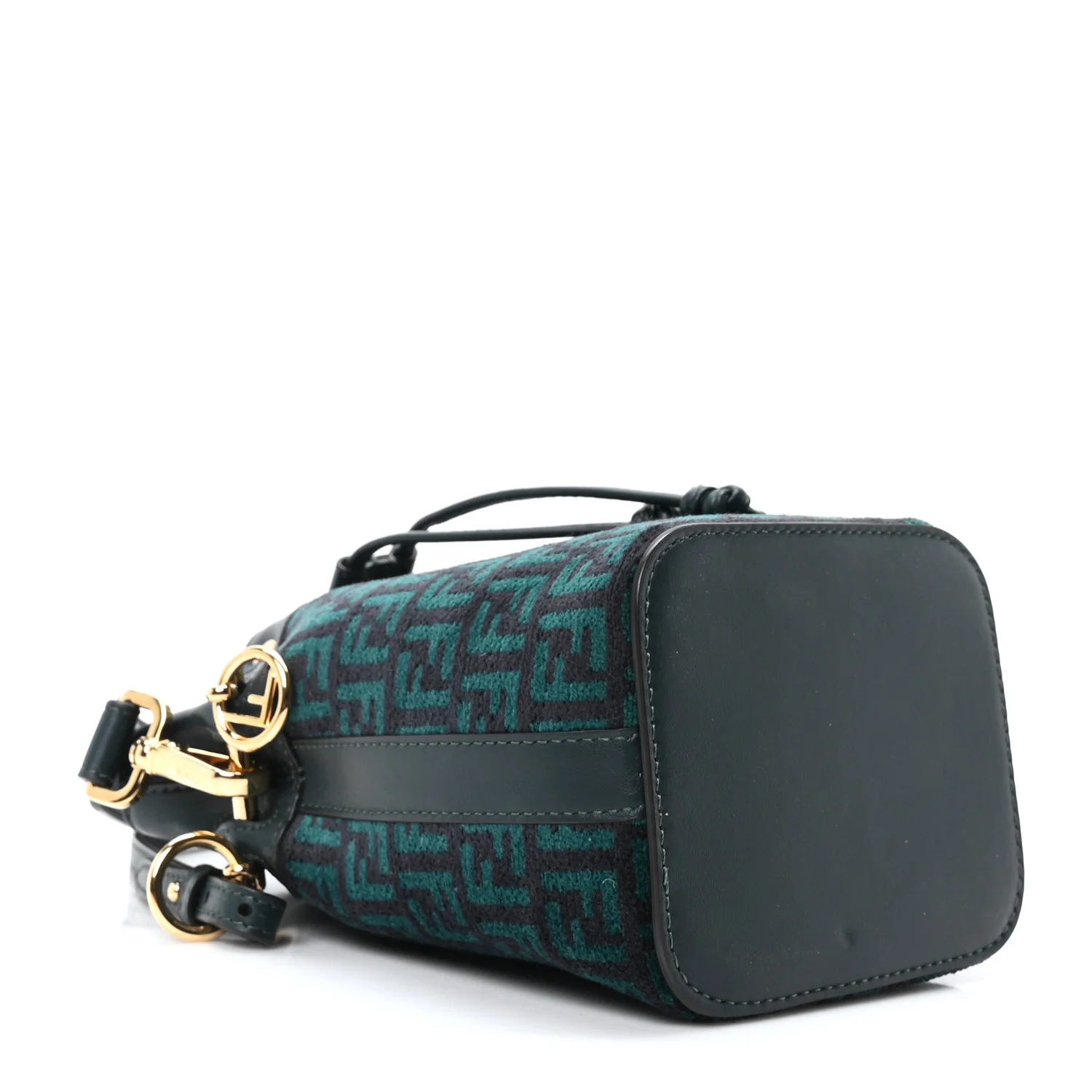 Chenille Vitello F is Fendi Micro FF Mini Mon Tresor Bucket Bag Verde Inglese - Top Club