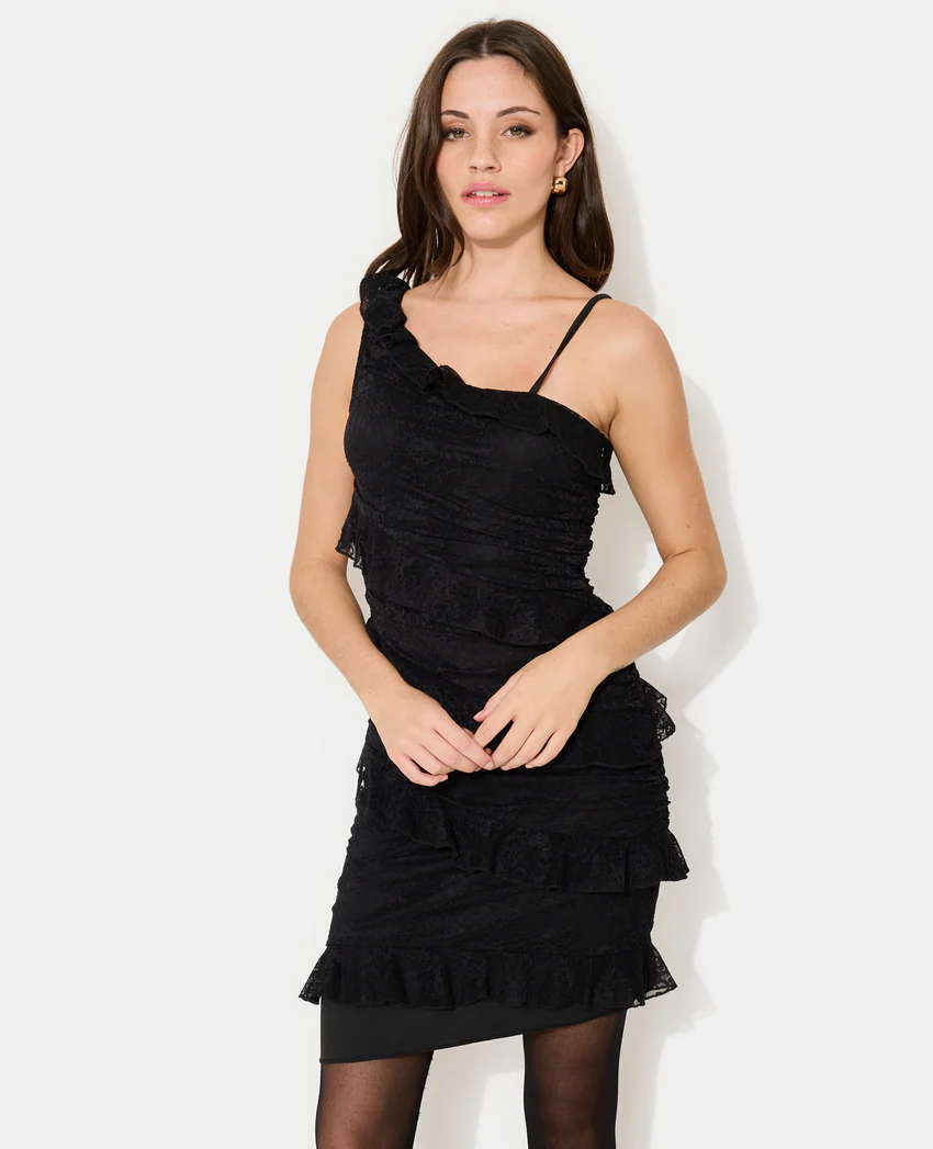 Pimkie Robe courte asymétrique en dentelle et volants
