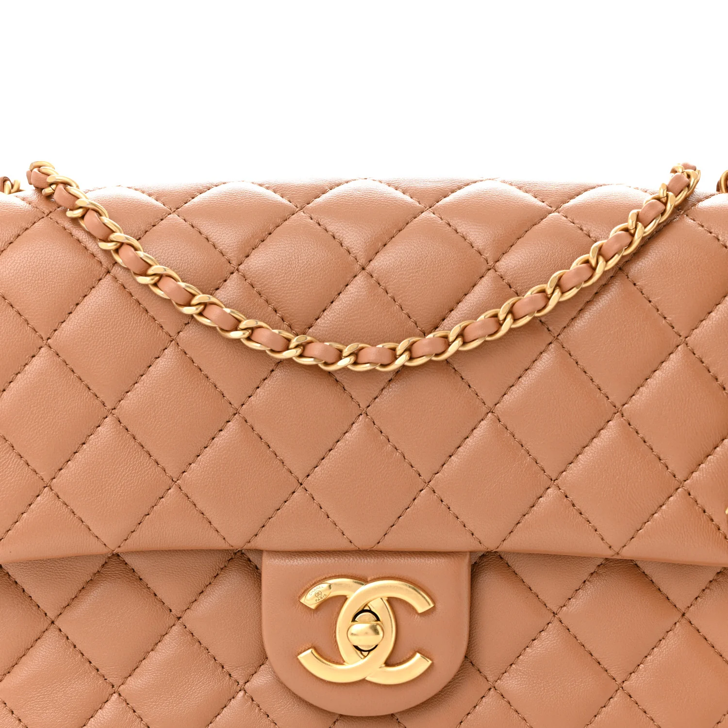 Lambskin Quilted Small CC Crush Flap Brown - Top Club