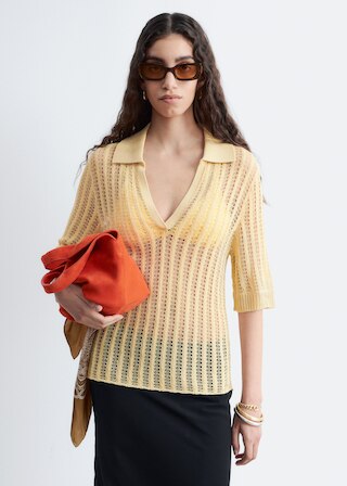 & Other Stories OPEN-KNIT POLO TOP