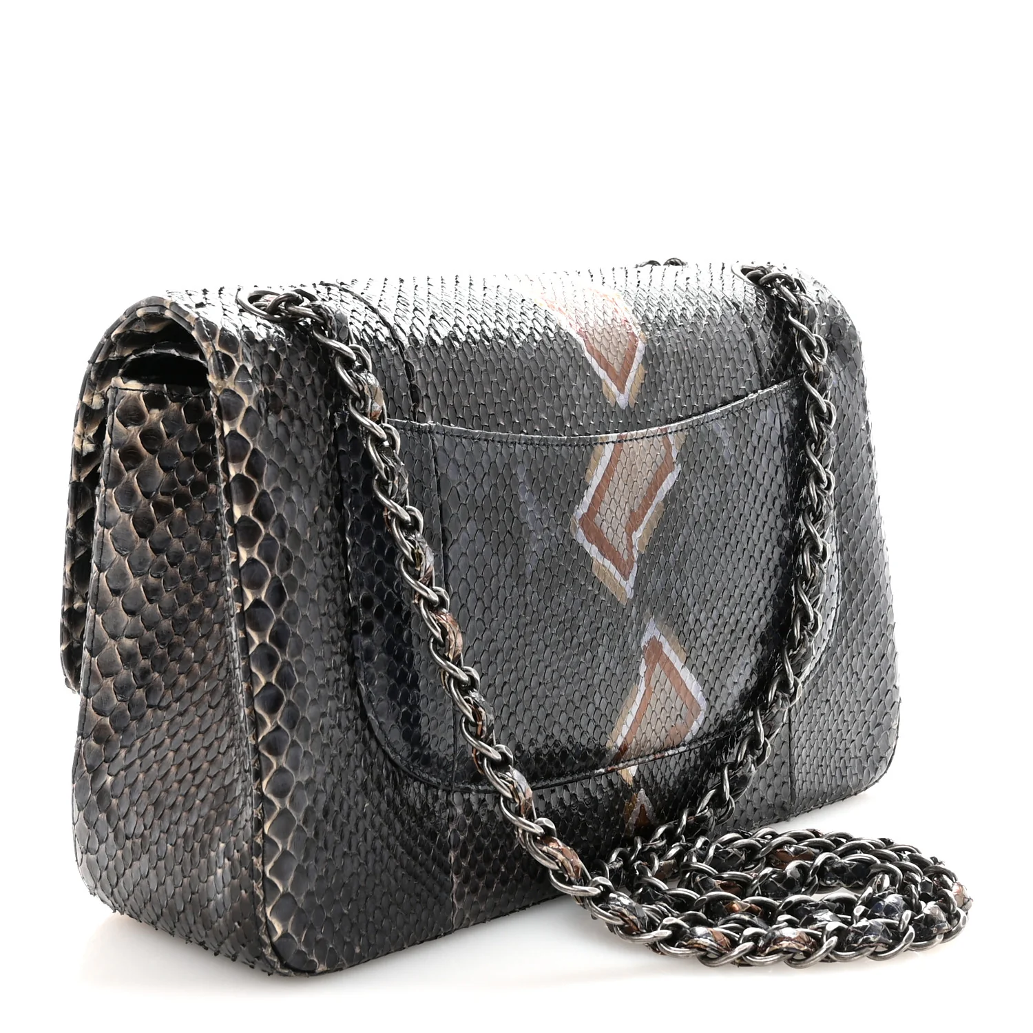 Metallic Snakeskin Jumbo Double Flap Blue - Top Club