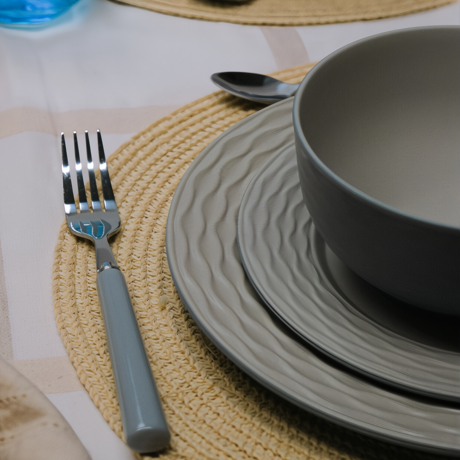 Servies Melamine Ripple sand - set van 12