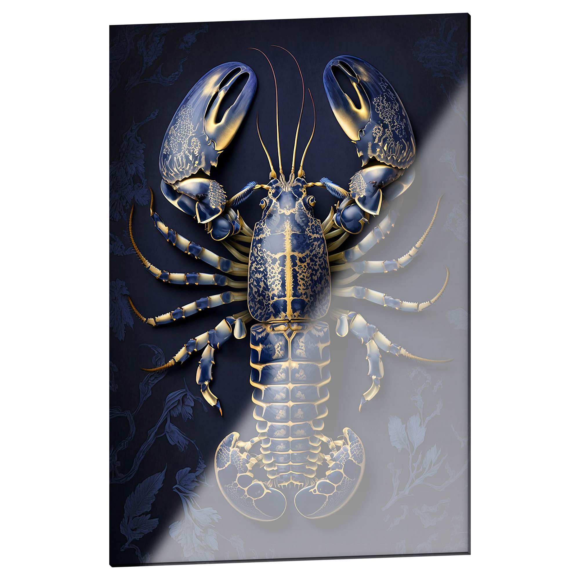 Plexiglas schilderij 'Lobster Gold Blue' 60x90 cm