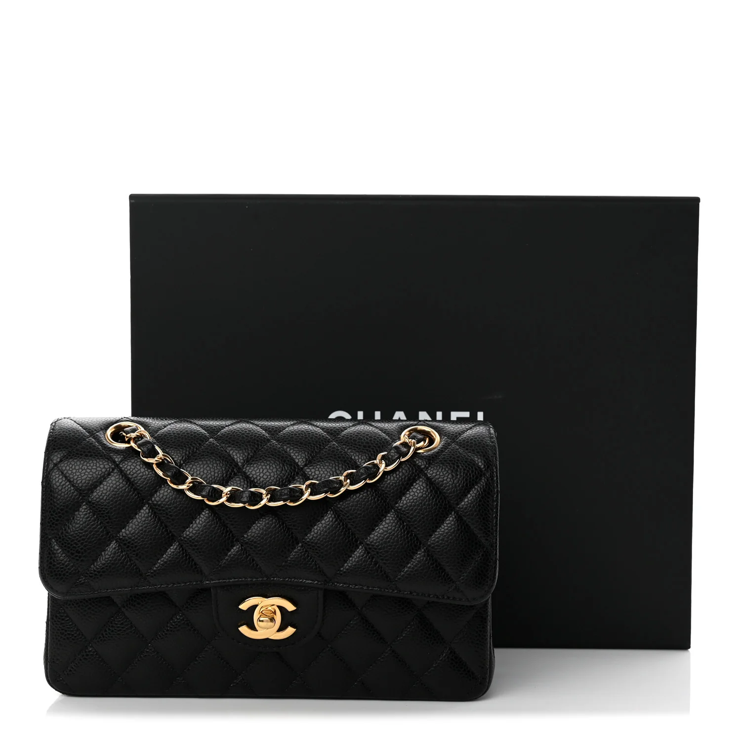Caviar Quilted Small Double Flap Black - Top Club