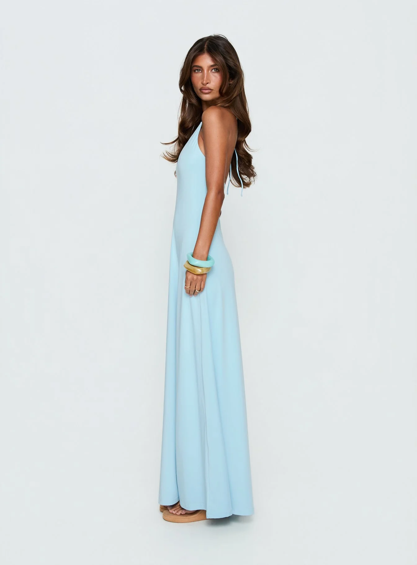Palmas Halter Maxi Dress Baby Blue