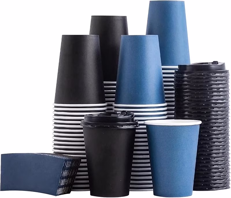 500 Pack 16 oz Disposable Coffee Cups with Lids and Sleeves, To Go Paper Cups, Hot & Cold Drinking Cups for Tea, Coffee, Water, Hot Chocolate, Paper Coffee Cups Ideal for Home,Cafes,Store