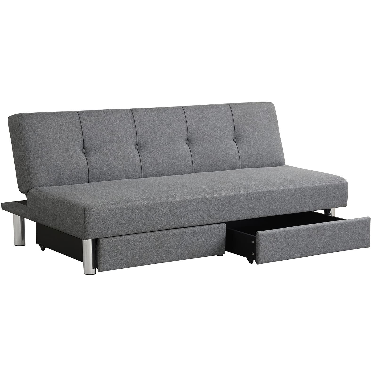 BEFOUNDLOVELY 3-Seat & 3 Adjustable Angles Convertible Sofa Bed w/ 2 Large Drawers